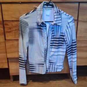 Alberto Makali Black and White Striped Blouse